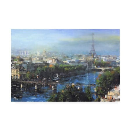 Mark Lagu 'Paris Pedestrian Bridge' Canvas Art,12x19